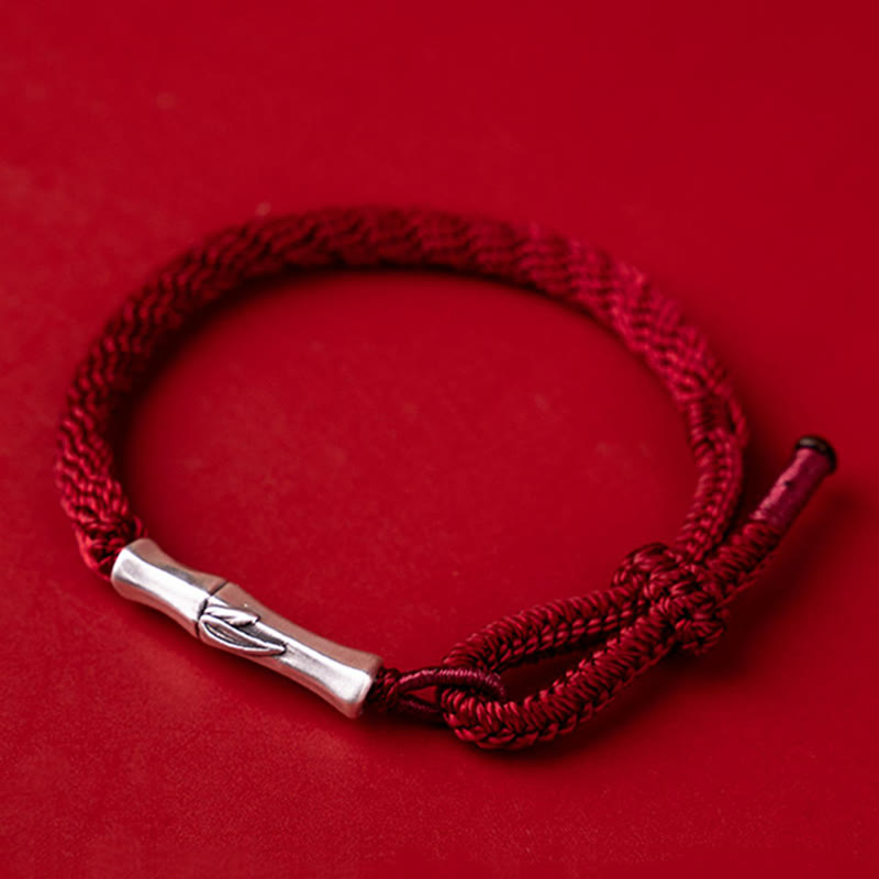 Bracelet fil rouge en argent sterling 925 avec nœud en bambou