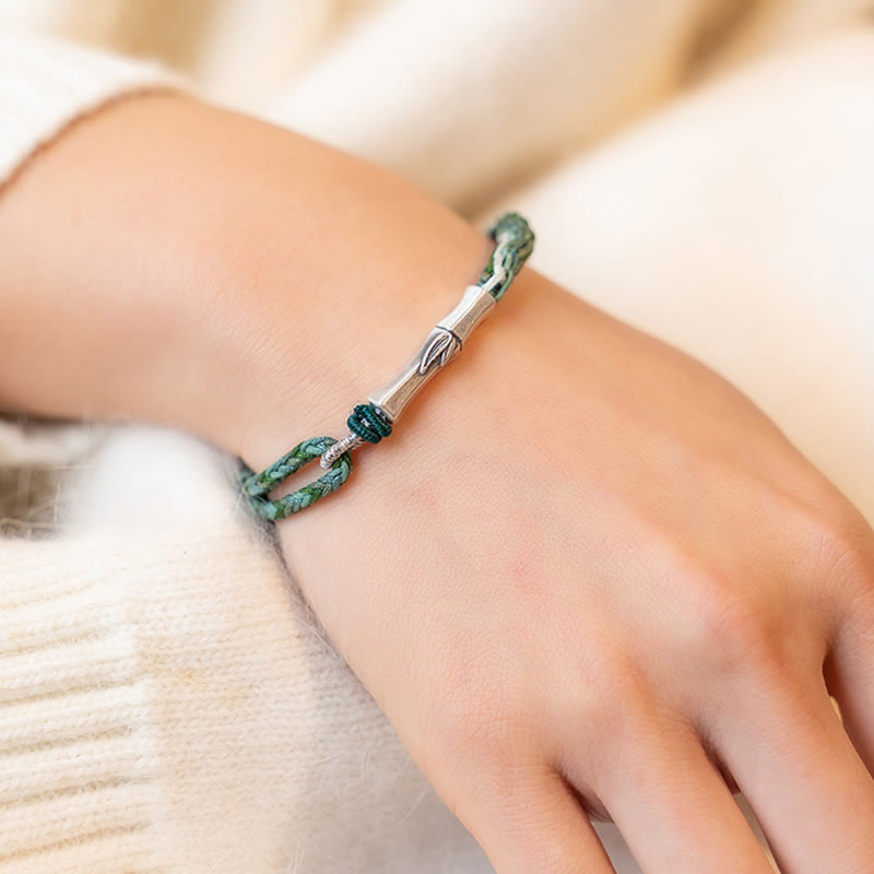 Bracelet fil rouge en argent sterling 925 avec nœud en bambou