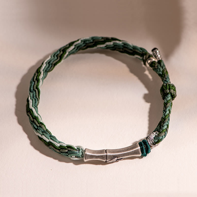 Bracelet fil rouge en argent sterling 925 avec nœud en bambou