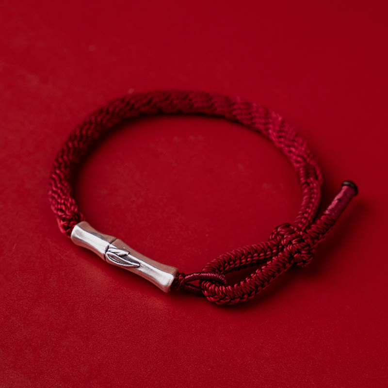 Bracelet fil rouge en argent sterling 925 avec nœud en bambou