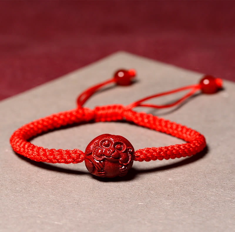 Bracelet en cinabre du zodiaque chinois à fil rouge pour la protection