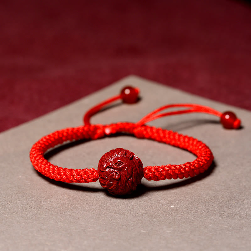 Bracelet en cinabre du zodiaque chinois à fil rouge pour la protection