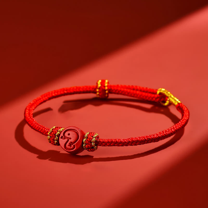Bracelet de protection en cinabre du zodiaque chinois à fil rouge