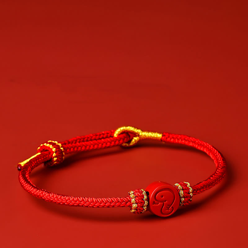 Bracelet de protection en cinabre du zodiaque chinois à fil rouge