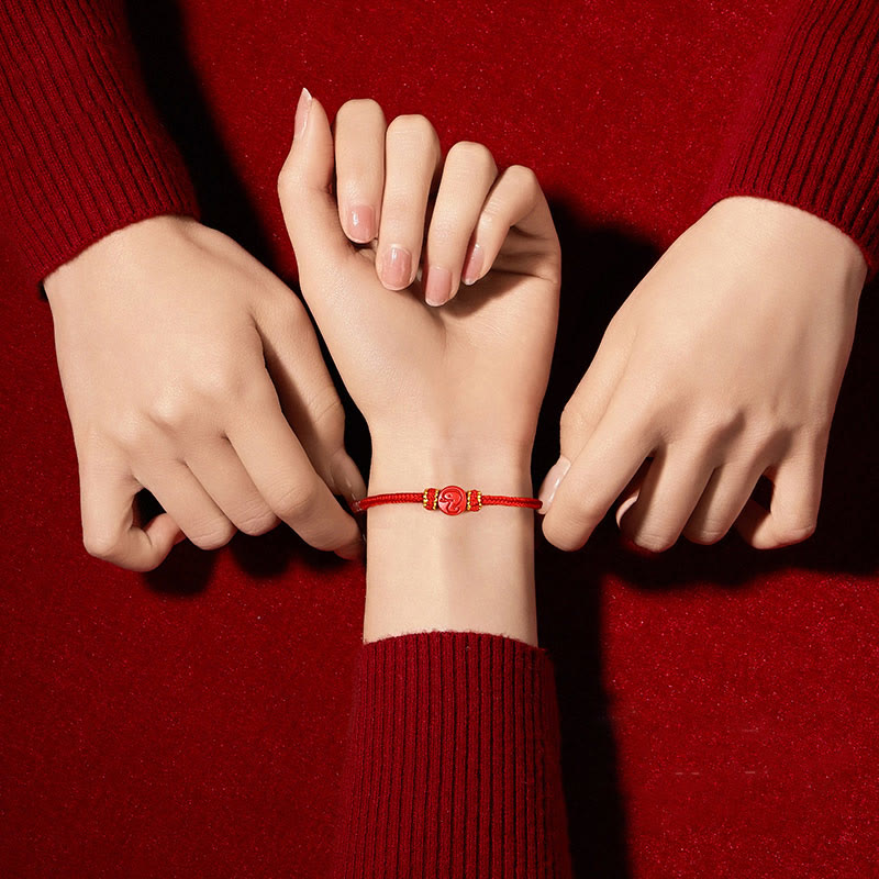 Bracelet de protection en cinabre du zodiaque chinois à fil rouge