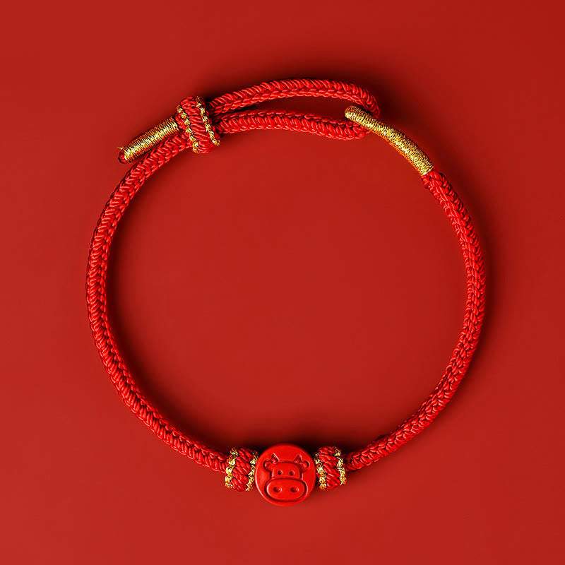 Bracelet de protection en cinabre du zodiaque chinois à fil rouge