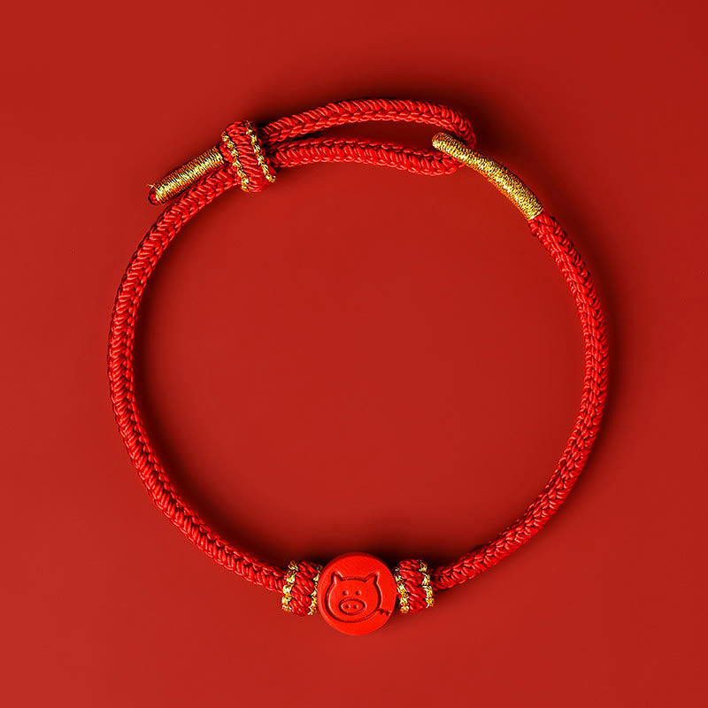 Bracelet de protection en cinabre du zodiaque chinois à fil rouge