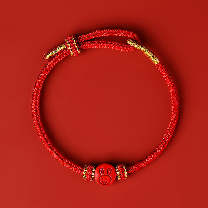 Bracelet de protection en cinabre du zodiaque chinois à fil rouge