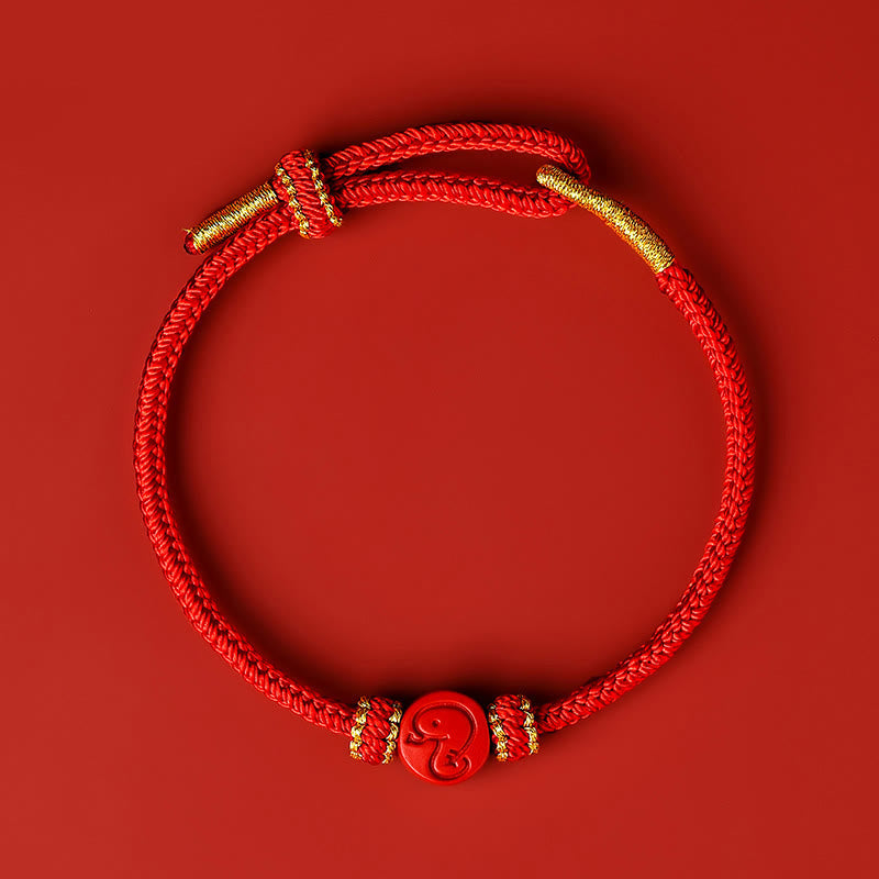 Bracelet de protection en cinabre du zodiaque chinois à fil rouge