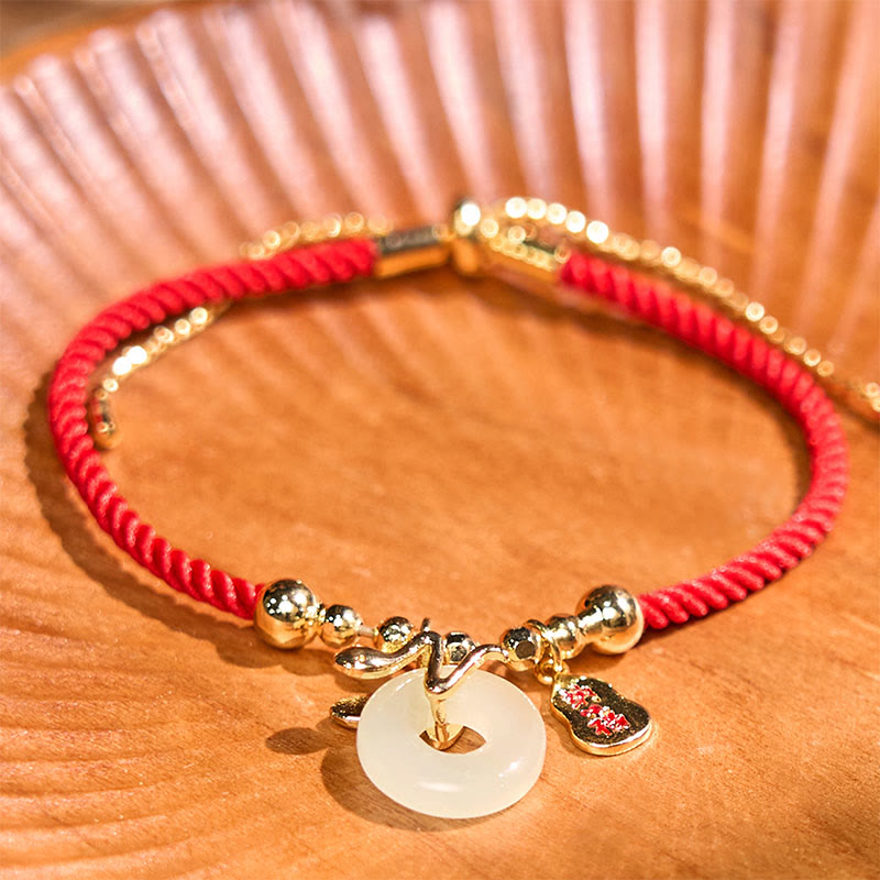 Bracelet de la paix en jade rouge pour la chance pendant l'année du serpent