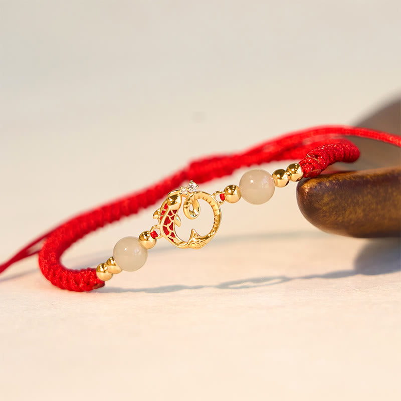 Bracelet de protection serpent poisson koï à cordon rouge