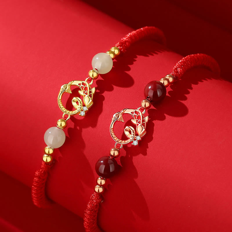 Bracelet de protection serpent poisson koï à cordon rouge