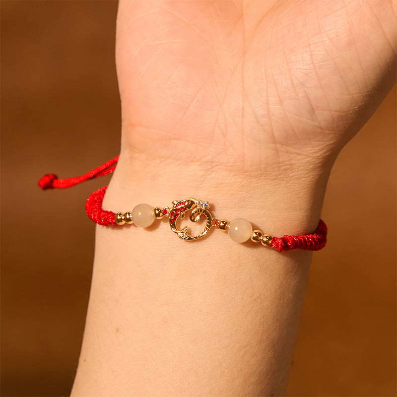 Bracelet de protection serpent poisson koï à cordon rouge
