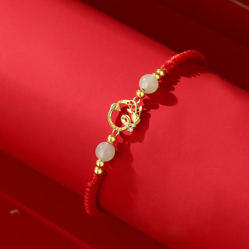 Bracelet de protection serpent poisson koï à cordon rouge