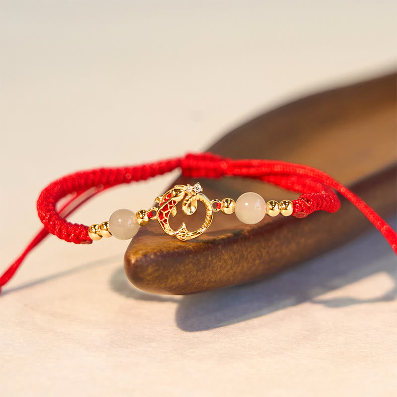 Bracelet de protection serpent poisson koï à cordon rouge