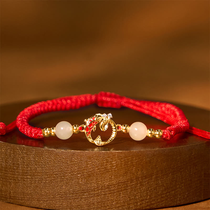 Bracelet de protection serpent poisson koï à cordon rouge