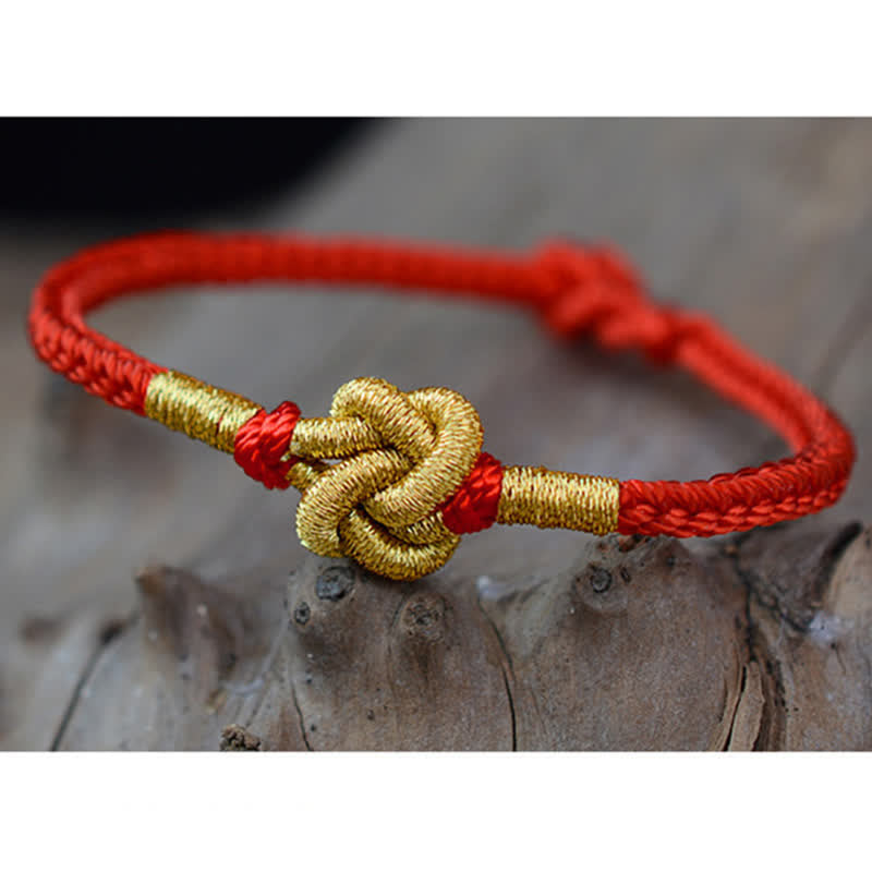 Bracelet porte-bonheur en fil rouge | Nœud chinois fait main