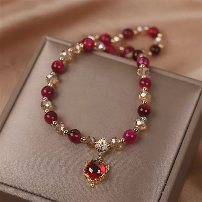 Bracelet de protection double tour en œil de tigre rouge pour l'équilibre