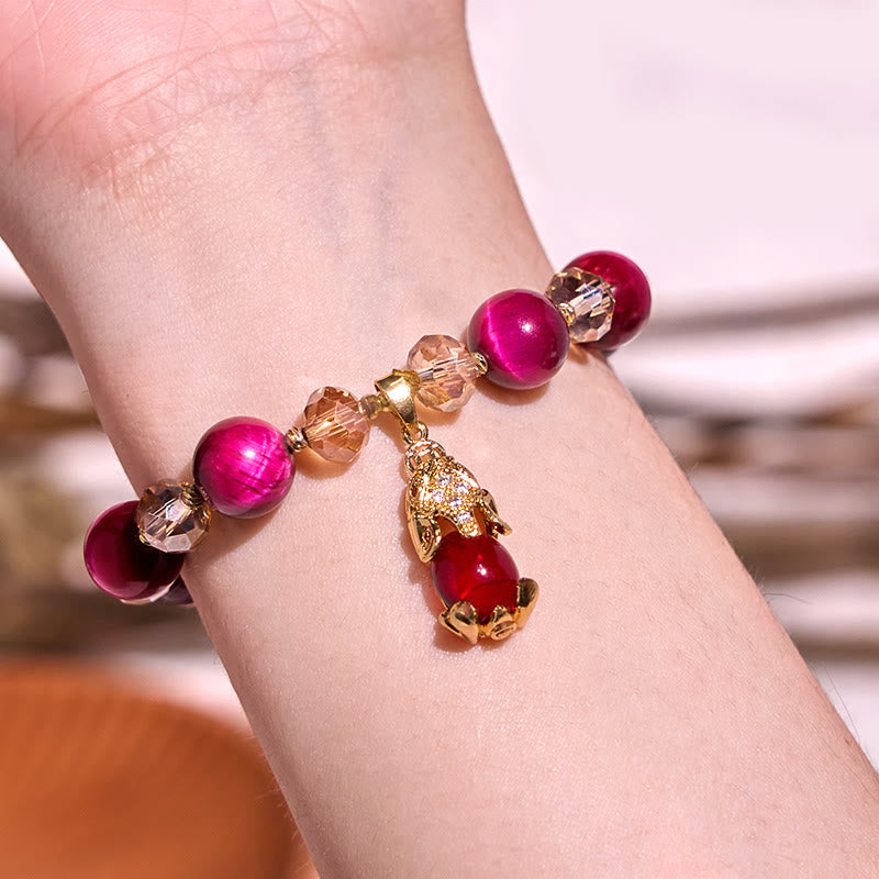 Bracelet de protection Pixiu en œil de tigre rouge pour la confiance en soi