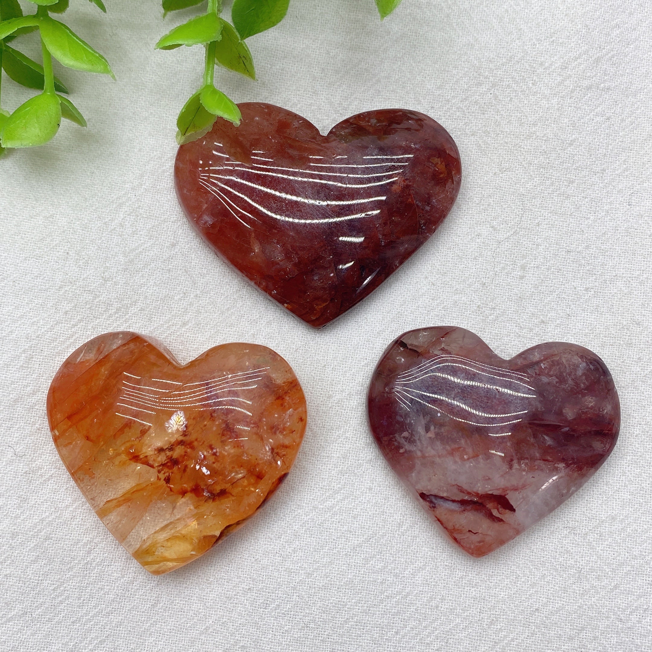 Reddish Orange Fire Quartz Palm Stone 1.5-2.3in Healing Crystal