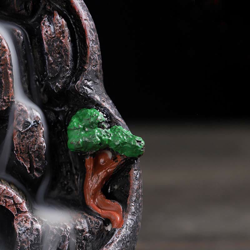 Brûle-encens Bouddha en résine avec motif de ponts de montagne
