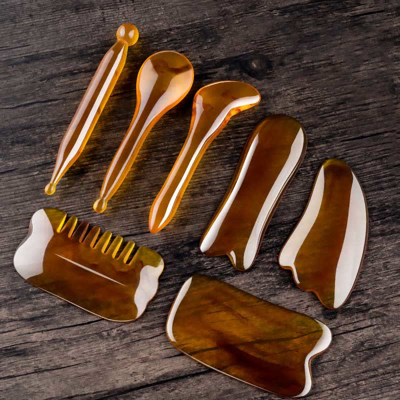 Ensemble d'outils de massage corporel complet en résine Gua Sha pour les soins du visage