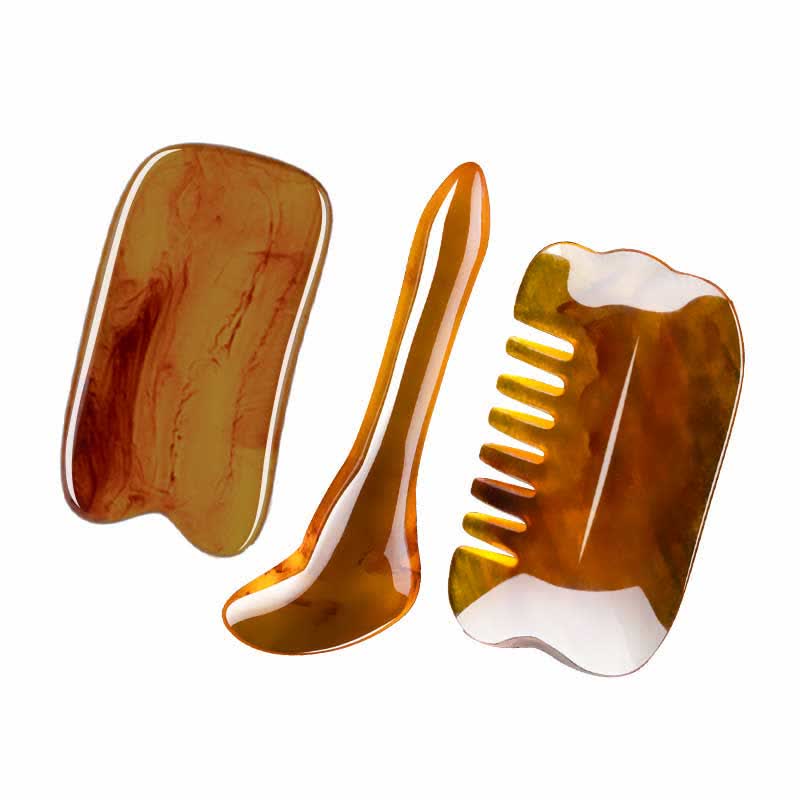 Ensemble d'outils de massage corporel complet en résine Gua Sha pour les soins du visage