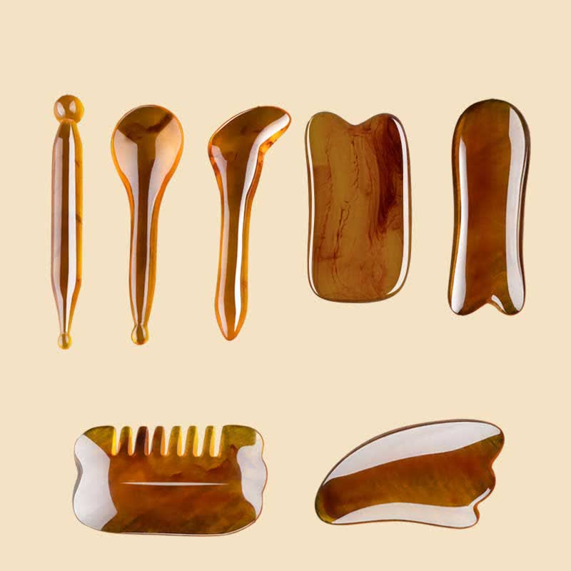 Ensemble d'outils de massage corporel complet en résine Gua Sha pour les soins du visage