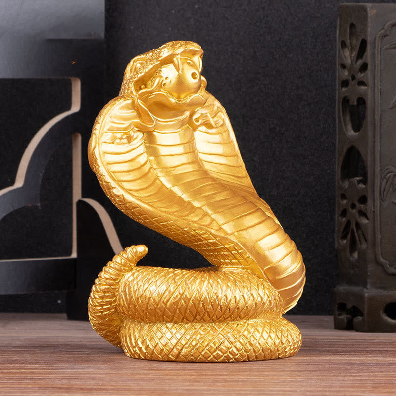 Figurine de richesse en résine Année du Serpent avec lingots