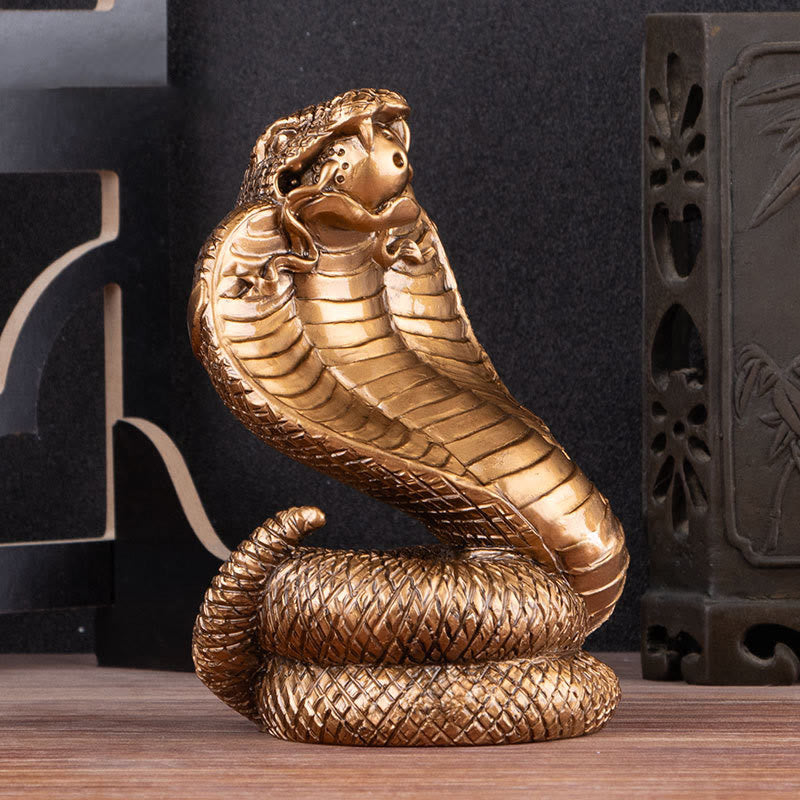 Figurine de richesse en résine Année du Serpent avec lingots