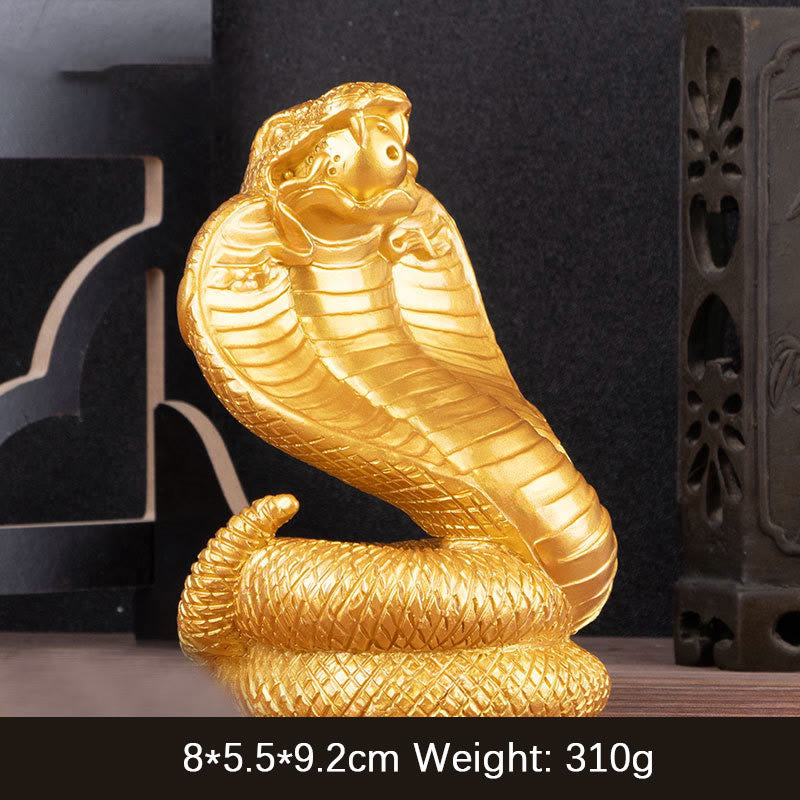 Figurine de richesse en résine Année du Serpent avec lingots