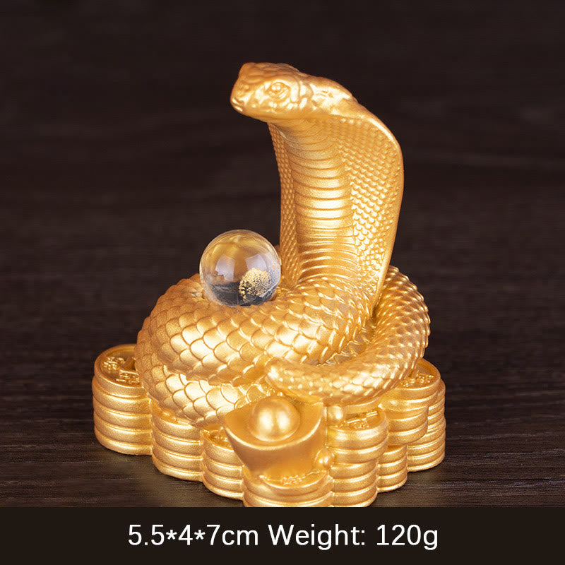 Figurine de richesse en résine Année du Serpent avec lingots