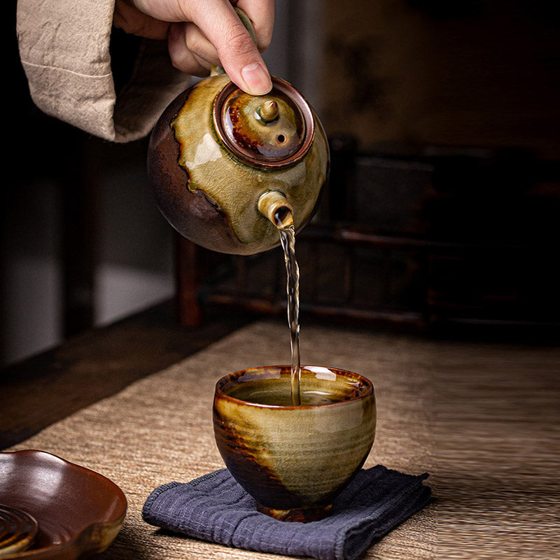 Tasse à thé zen en céramique marron rétro 130 ml Tasse de méditation