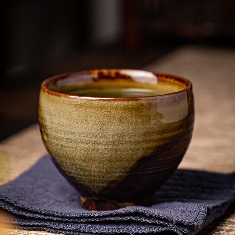 Tasse à thé zen en céramique marron rétro 130 ml Tasse de méditation