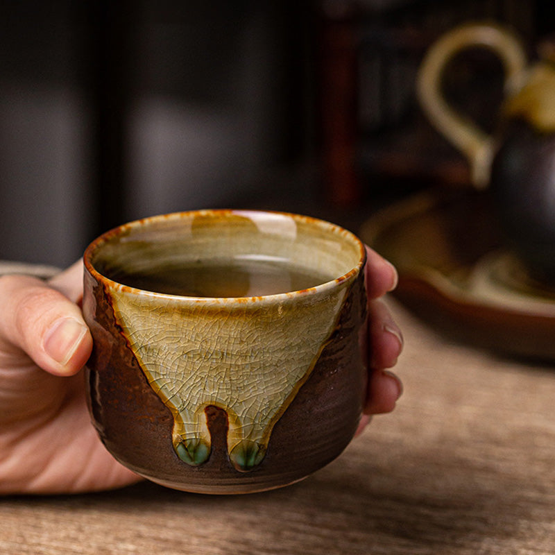 Tasse à thé zen en céramique marron rétro 130 ml Tasse de méditation