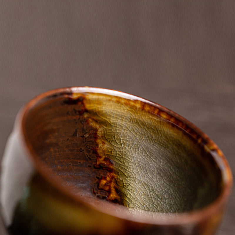 Tasse à thé zen en céramique marron rétro 130 ml Tasse de méditation