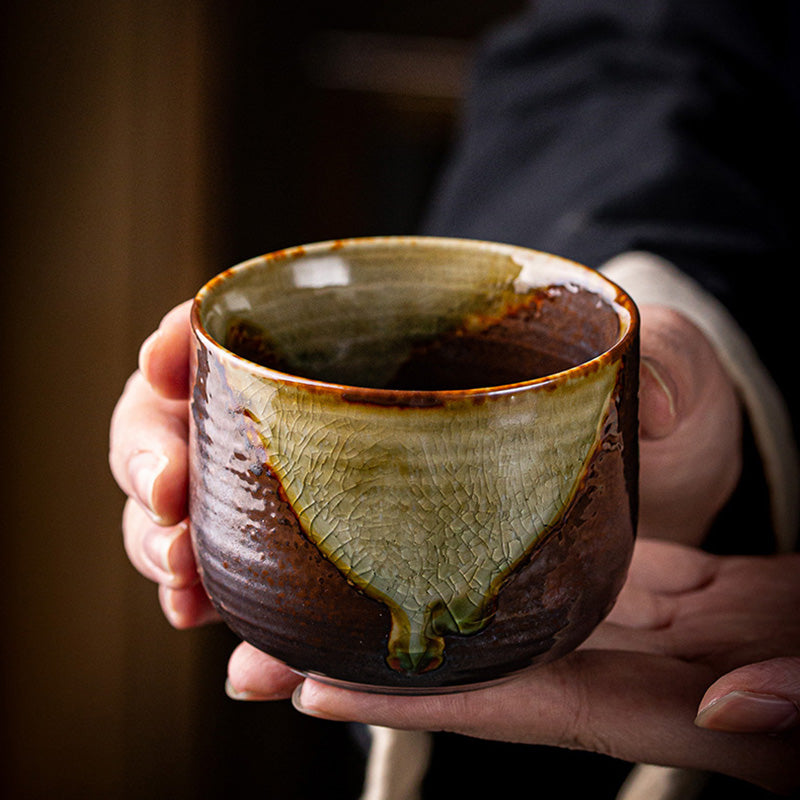 Tasse à thé zen en céramique marron rétro 130 ml Tasse de méditation