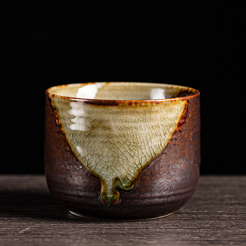 Tasse à thé zen en céramique marron rétro 130 ml Tasse de méditation