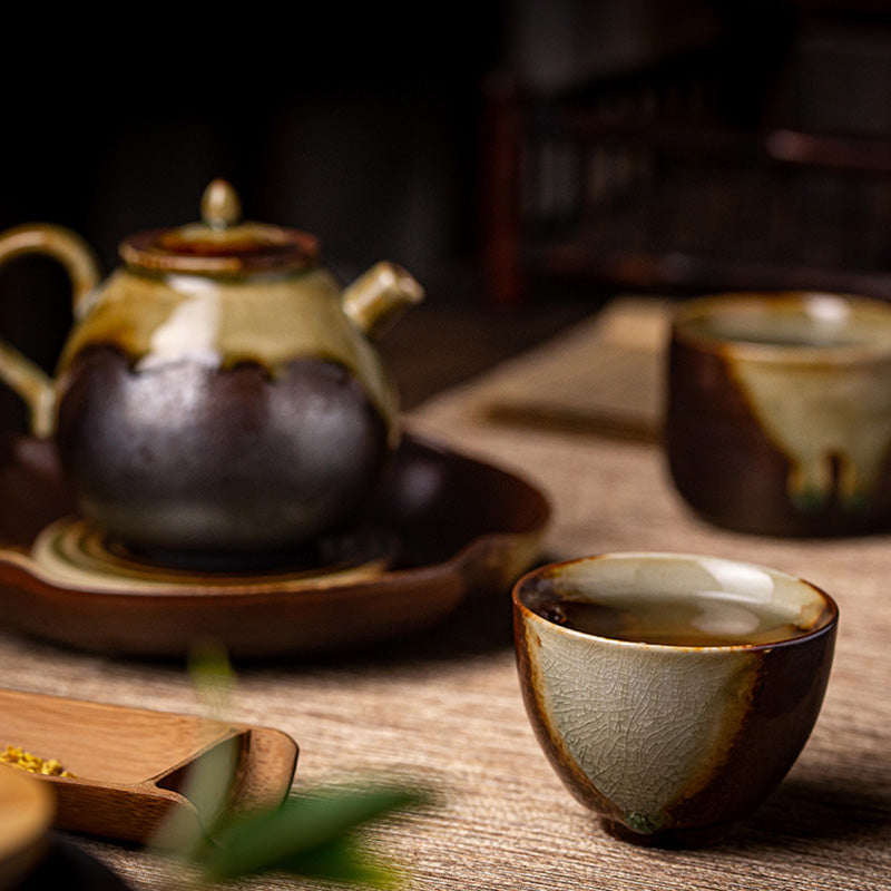 Tasse à thé zen en céramique marron rétro 130 ml Tasse de méditation