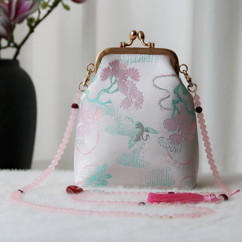 Sac à bandoulière rétro en chaîne de perles brodées chinoises 14 x 6 x 18 cm