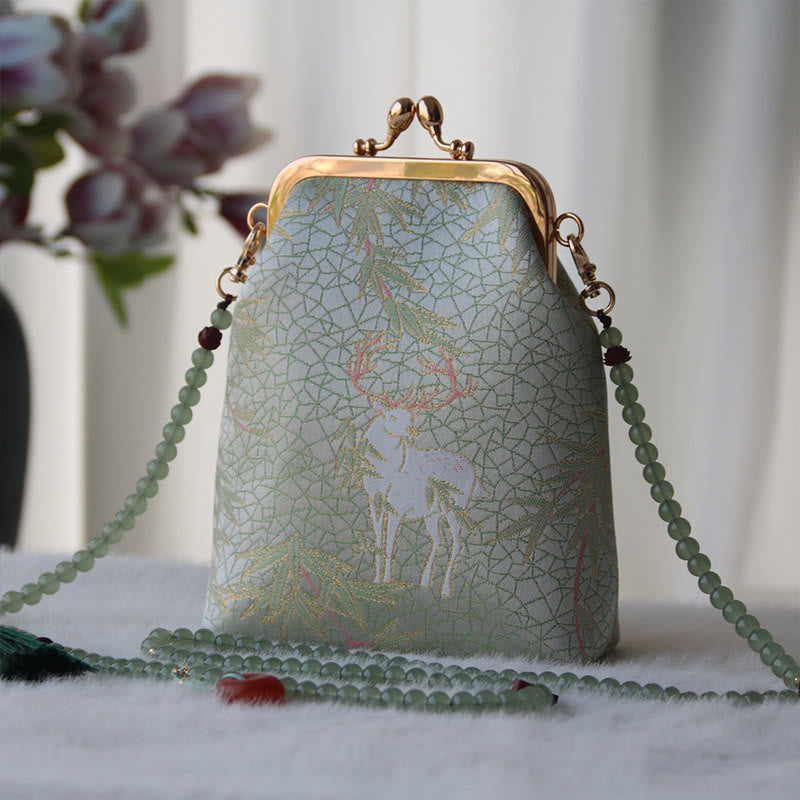 Sac à bandoulière rétro en chaîne de perles brodées chinoises 14 x 6 x 18 cm