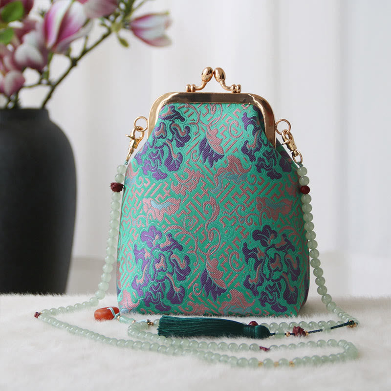 Sac à bandoulière rétro en chaîne de perles brodées chinoises 14 x 6 x 18 cm