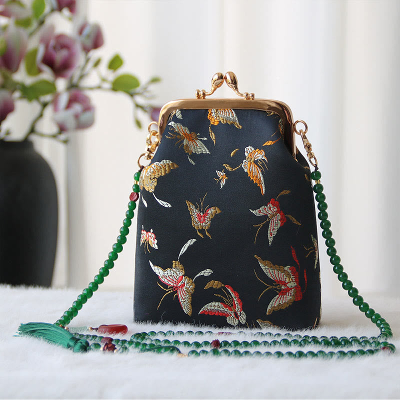 Sac à bandoulière rétro en chaîne de perles brodées chinoises 14 x 6 x 18 cm