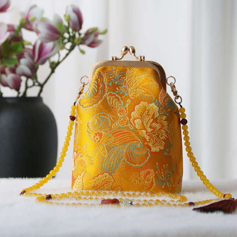 Sac à bandoulière rétro en chaîne de perles brodées chinoises 14 x 6 x 18 cm