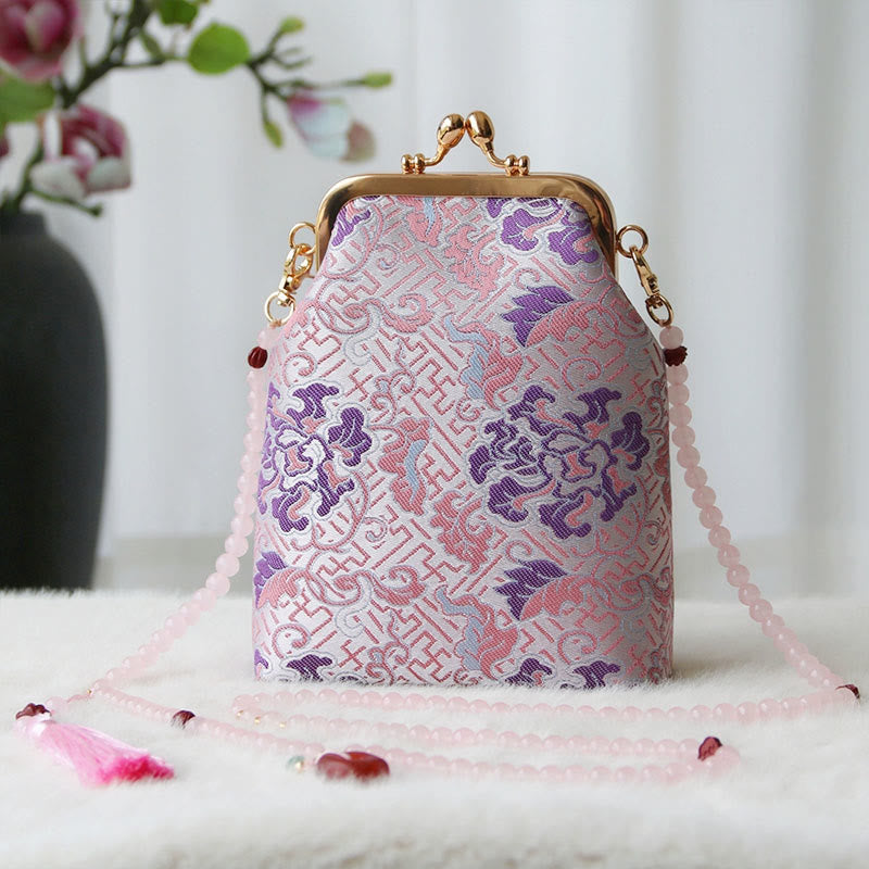 Sac à bandoulière rétro en chaîne de perles brodées chinoises 14 x 6 x 18 cm