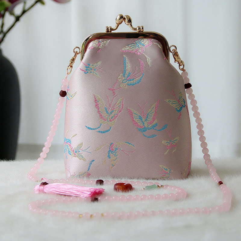 Sac à bandoulière rétro en chaîne de perles brodées chinoises 14 x 6 x 18 cm