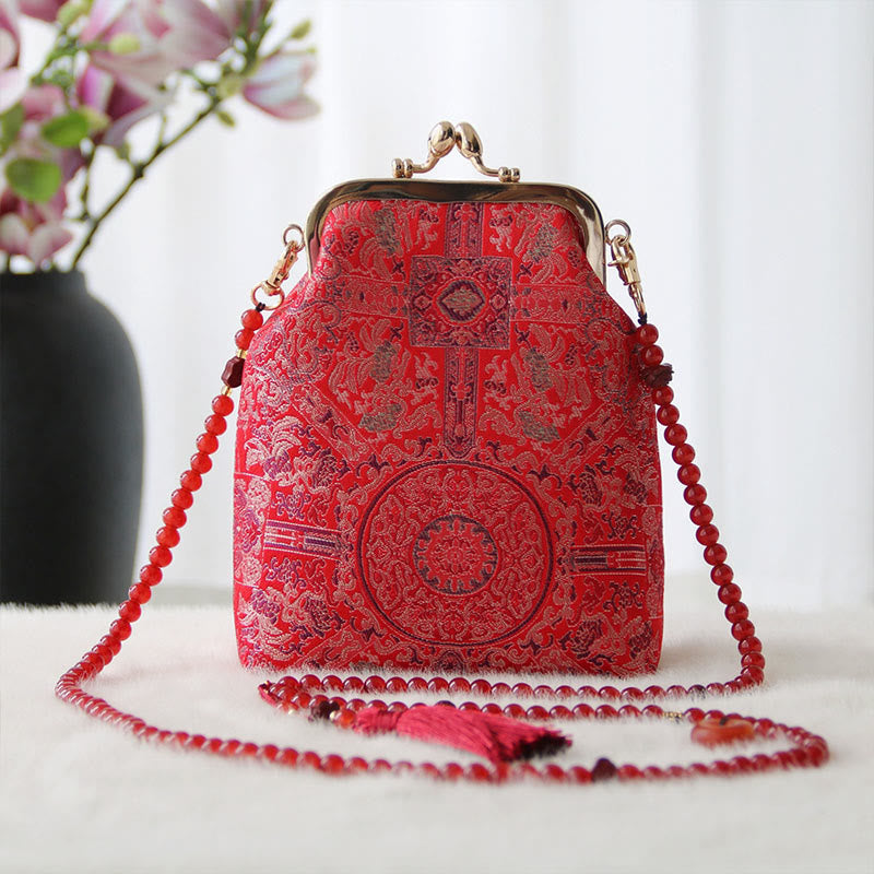 Sac à bandoulière rétro en chaîne de perles brodées chinoises 14 x 6 x 18 cm