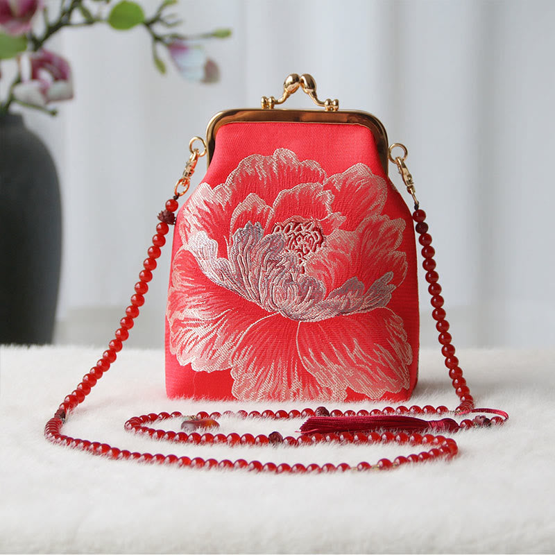 Sac à bandoulière rétro en chaîne de perles brodées chinoises 14 x 6 x 18 cm