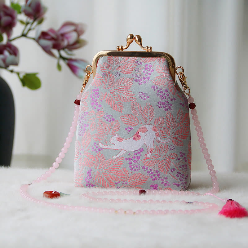 Sac à bandoulière rétro en chaîne de perles brodées chinoises 14 x 6 x 18 cm