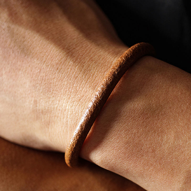 Bracelet spirituel rétro en cuir et cuivre pour la chance et la guérison